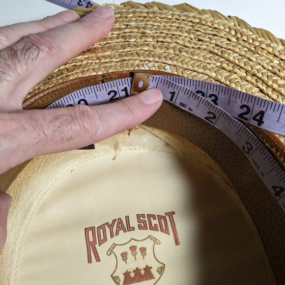 Men's Antique Royal Scot Vintage Gatsby Straw Boater Hat (size 6 7/8) AS IS - Picture 15 of 15